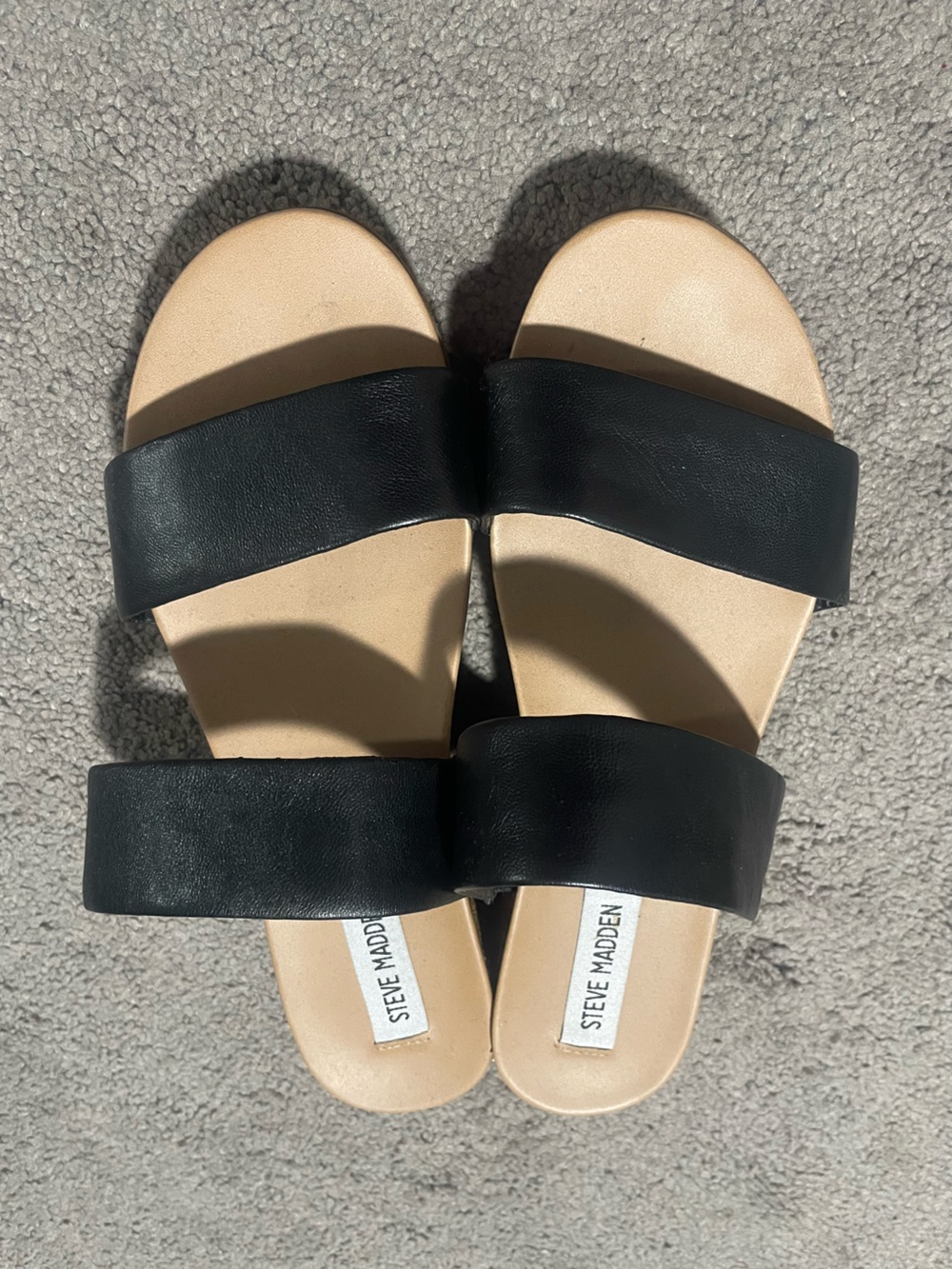 Steve Madden Black Two-Strap Platform Sandals